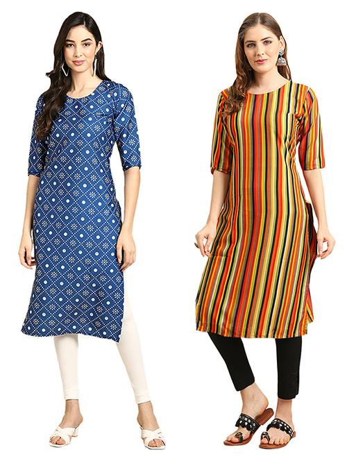 pack of 2 printed straight kurta - 19308022 - Very Small Image - 1