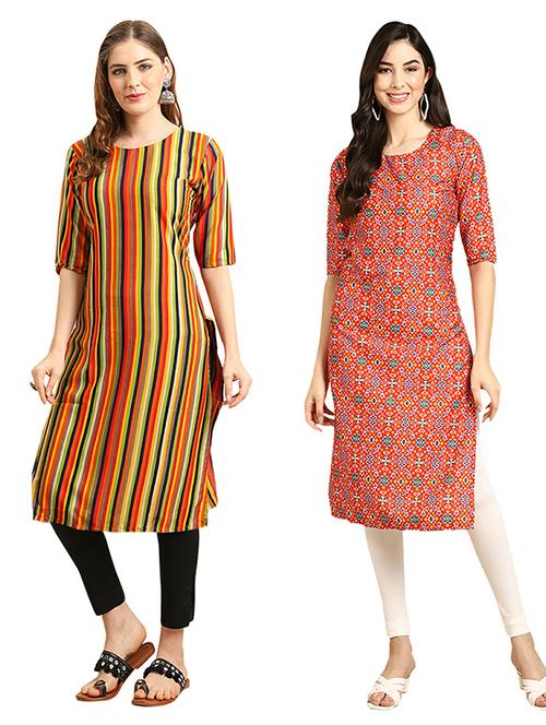 pack of 2 printed straight kurta - 19308030 - Very Small Image - 1
