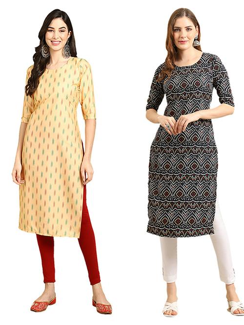pack of 2 printed straight kurta - 19308044 - Very Small Image - 1