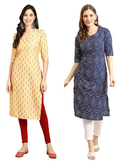 pack of 2 printed straight kurta - 19308046 - Very Small Image - 1