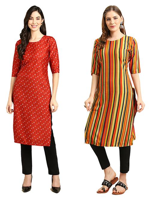 pack of 2 printed straight kurta - 19308077 - Very Small Image - 1