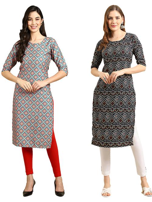 pack of 2 printed straight kurta - 19308084 - Very Small Image - 1