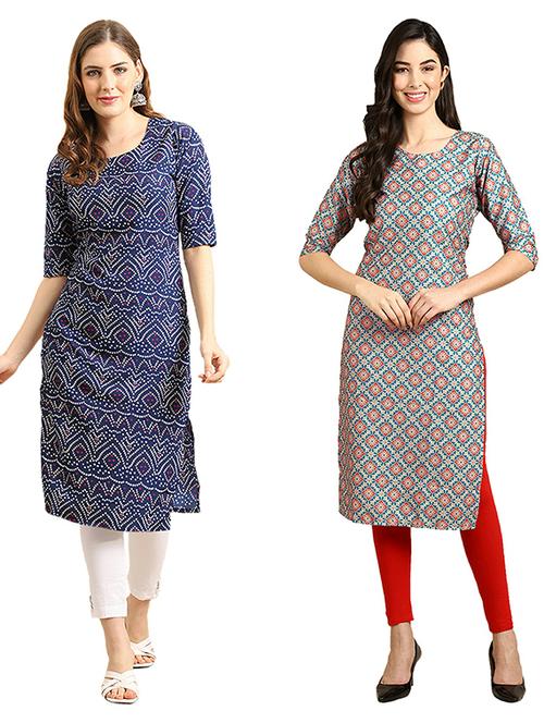 pack of 2 printed straight kurta - 19308101 - Very Small Image - 1