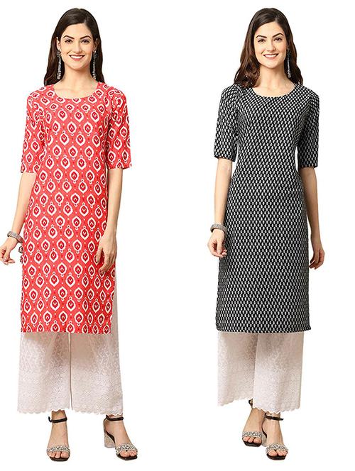 pack of 2 printed straight kurta - 19308108 - Very Small Image - 1