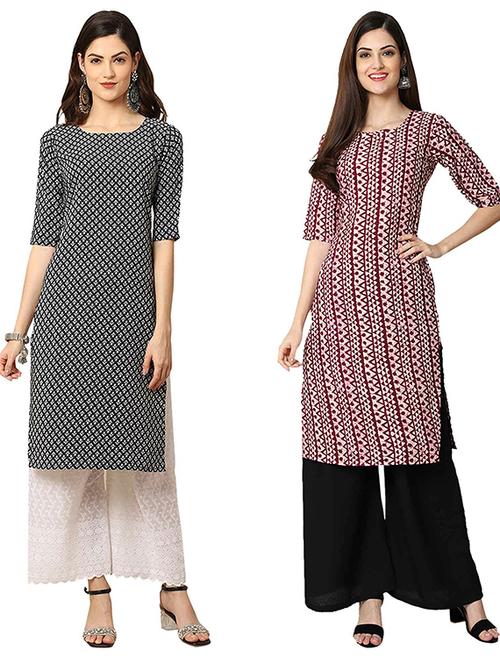 pack of 2 printed straight kurta - 19308129 - Very Small Image - 1