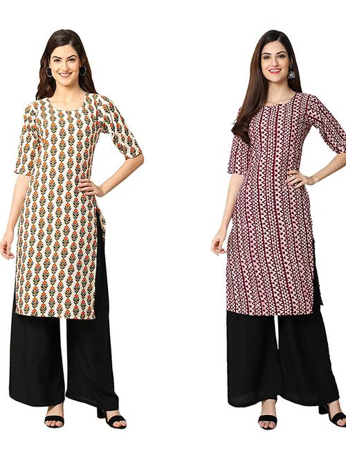 pack of 2 printed straight kurta - 19308138 - Very Small Image - 1
