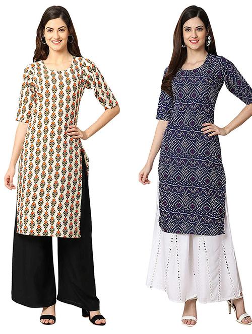 pack of 2 printed straight kurta - 19308143 - Very Small Image - 1
