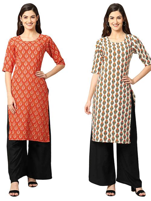 pack of 2 printed straight kurta - 19308148 - Very Small Image - 1