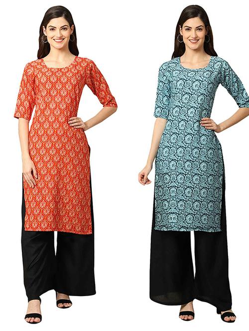 pack of 2 printed straight kurta - 19308155 - Very Small Image - 1