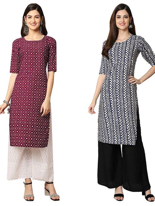 pack of 2 printed straight kurta - 19308158 - Very Small Image - 1