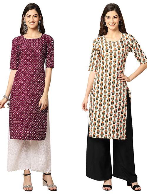 pack of 2 printed straight kurta - 19308160 - Very Small Image - 1