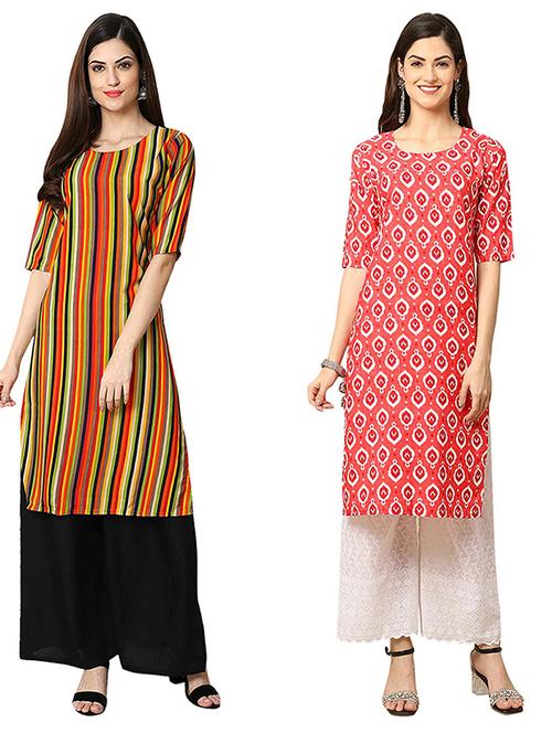 pack of 2 printed straight kurta - 19308165 - Very Small Image - 1