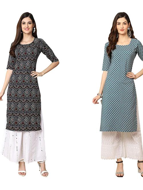 pack of 2 printed straight kurta - 19308190 - Very Small Image - 1