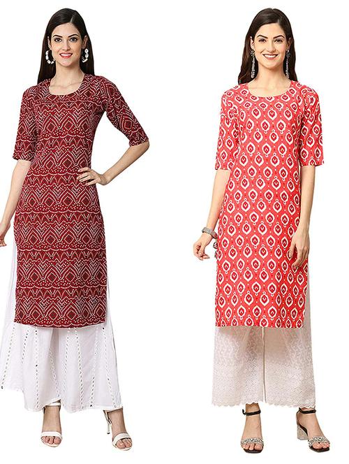 pack of 2 printed straight kurta - 19308195 - Very Small Image - 1
