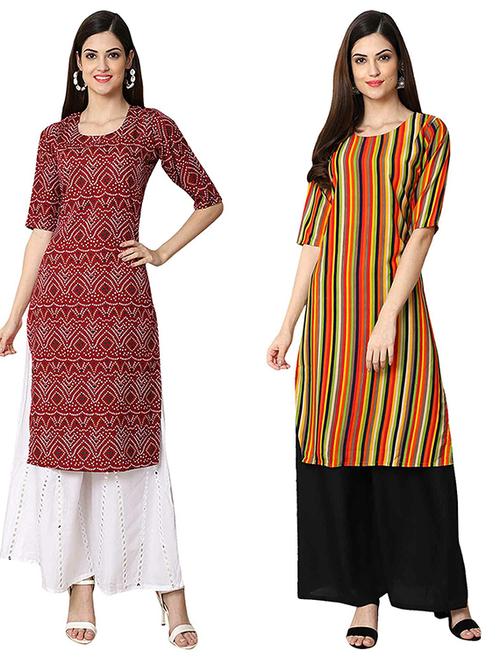 pack of 2 printed straight kurta - 19308199 - Very Small Image - 1