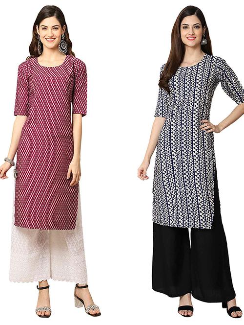 pack of 2 printed straight kurta - 19308210 - Very Small Image - 1