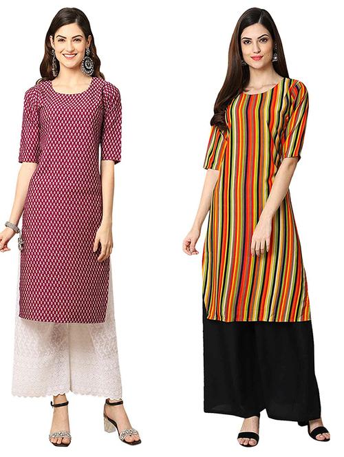 pack of 2 printed straight kurta - 19308212 - Very Small Image - 1
