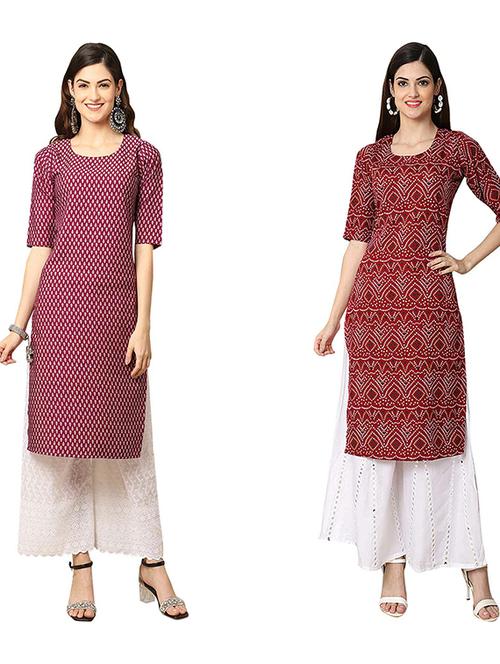 pack of 2 printed straight kurta - 19308215 - Very Small Image - 1