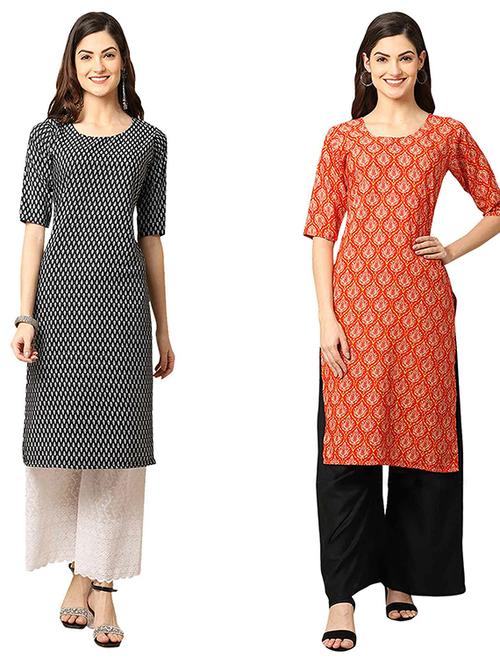 pack of 2 printed straight kurta - 19308220 - Very Small Image - 1