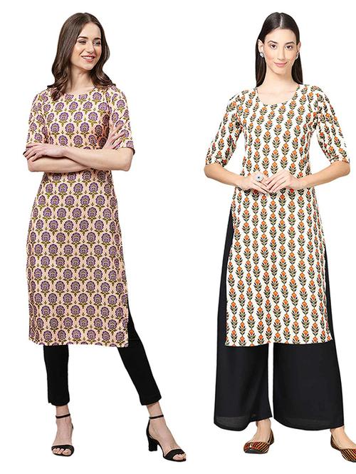 pack of 2 printed straight kurta - 19308259 - Very Small Image - 1