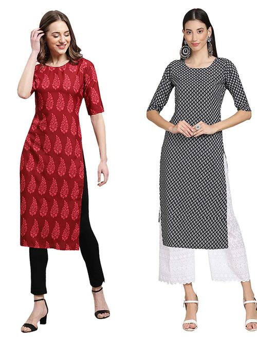 pack of 2 printed straight kurta - 19308276 - Very Small Image - 1