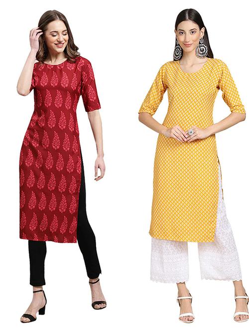 pack of 2 printed straight kurta - 19308277 - Very Small Image - 1