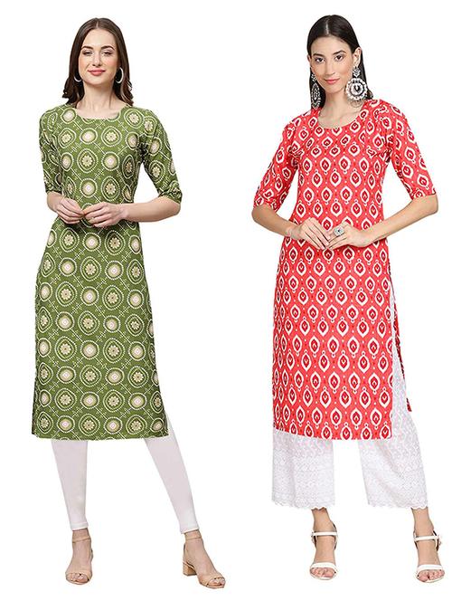 pack of 2 printed straight kurta - 19308280 - Very Small Image - 1