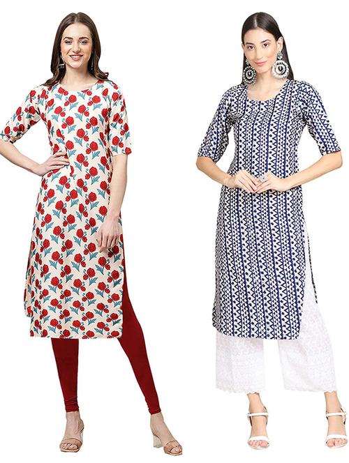pack of 2 printed straight kurta - 19308296 - Very Small Image - 1