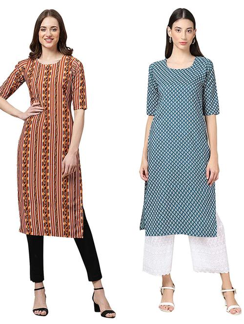 pack of 2 printed straight kurta - 19308306 - Very Small Image - 1