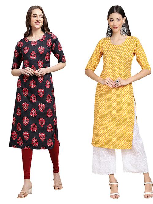 pack of 2 printed straight kurta - 19308309 - Very Small Image - 1