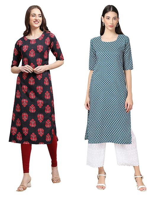 pack of 2 printed straight kurta - 19308310 - Very Small Image - 1