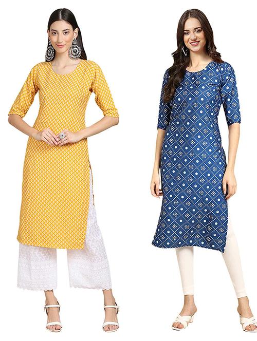 pack of 2 printed straight kurta - 19308330 - Very Small Image - 1