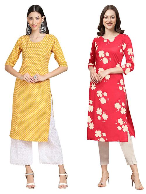 pack of 2 printed straight kurta - 19308331 - Very Small Image - 1