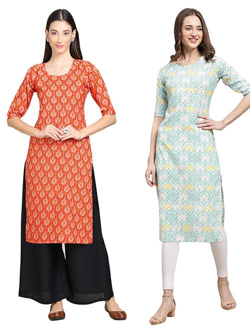 pack of 2 printed straight kurta - 19308346 - Very Small Image - 1