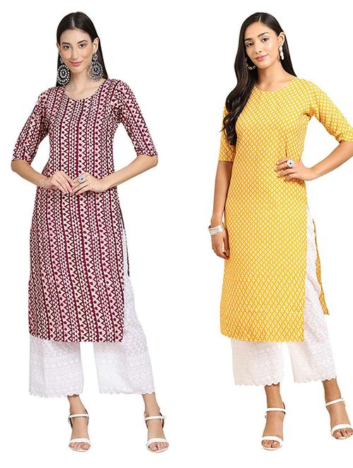 pack of 2 printed straight kurta - 19308365 - Very Small Image - 1