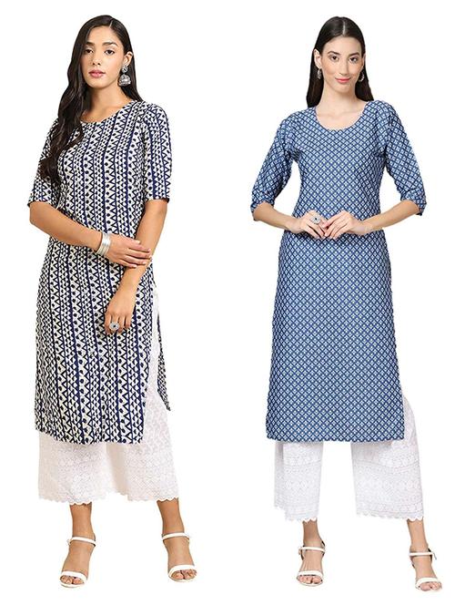 pack of 2 printed straight kurta - 19308373 - Very Small Image - 1