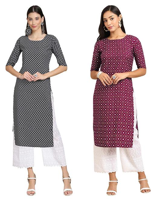 pack of 2 printed straight kurta - 19308376 - Very Small Image - 1