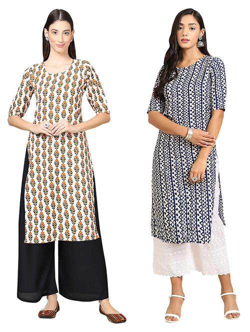 pack of 2 printed straight kurta - 19308385 - Very Small Image - 1
