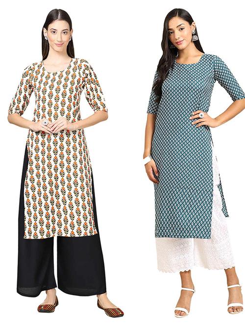 pack of 2 printed straight kurta - 19308387 - Very Small Image - 1