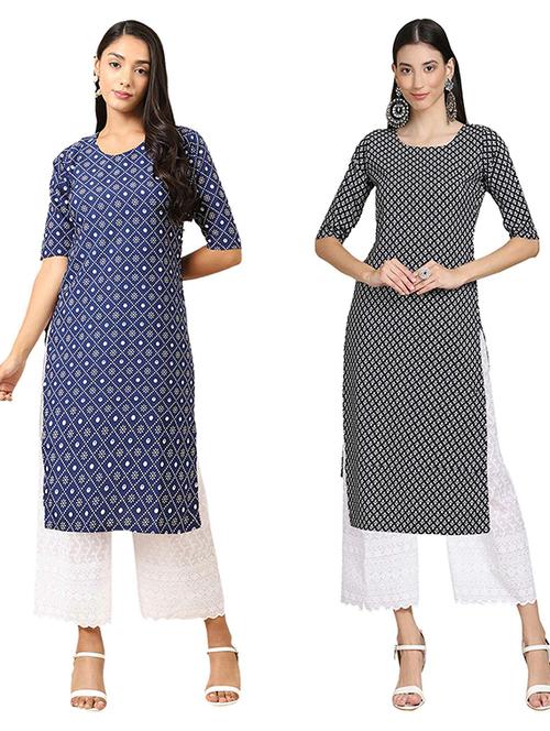 pack of 2 printed straight kurta - 19308392 - Very Small Image - 1