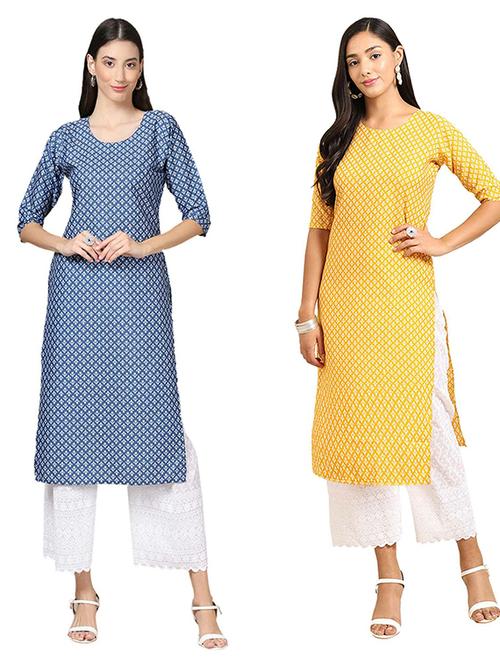 pack of 2 printed straight kurta - 19308407 - Very Small Image - 1