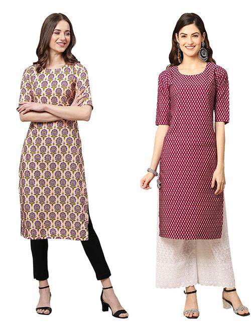 pack of 2 printed straight kurta - 19308423 - Very Small Image - 1