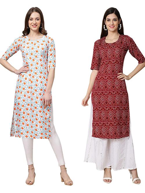 pack of 2 printed straight kurta - 19308430 - Very Small Image - 1