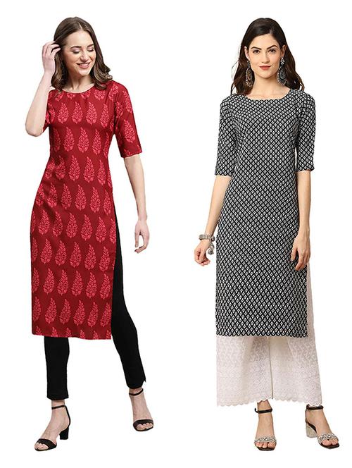 pack of 2 printed straight kurta - 19308437 - Very Small Image - 1
