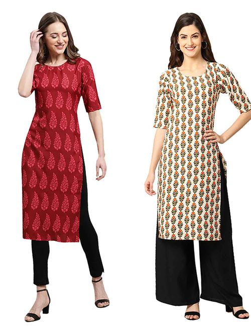 pack of 2 printed straight kurta - 19308438 - Very Small Image - 1