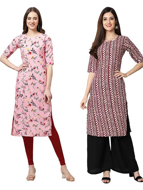 pack of 2 printed straight kurta - 19308443 - Very Small Image - 1