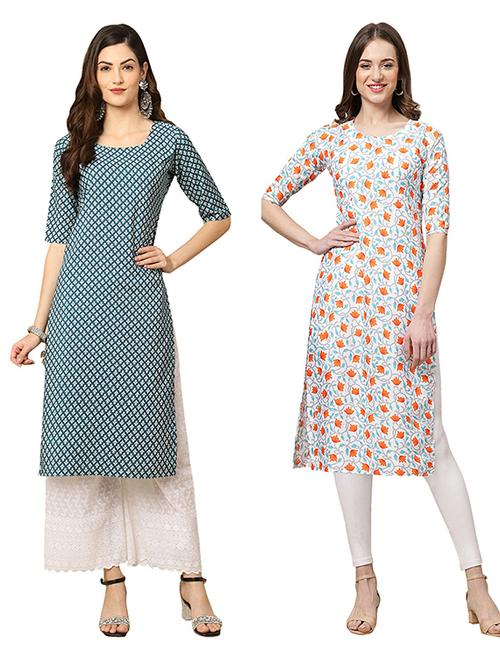pack of 2 printed straight kurta - 19308476 - Very Small Image - 1