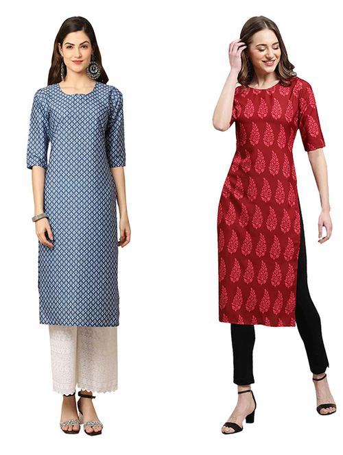 pack of 2 printed straight kurta - 19308497 - Very Small Image - 1
