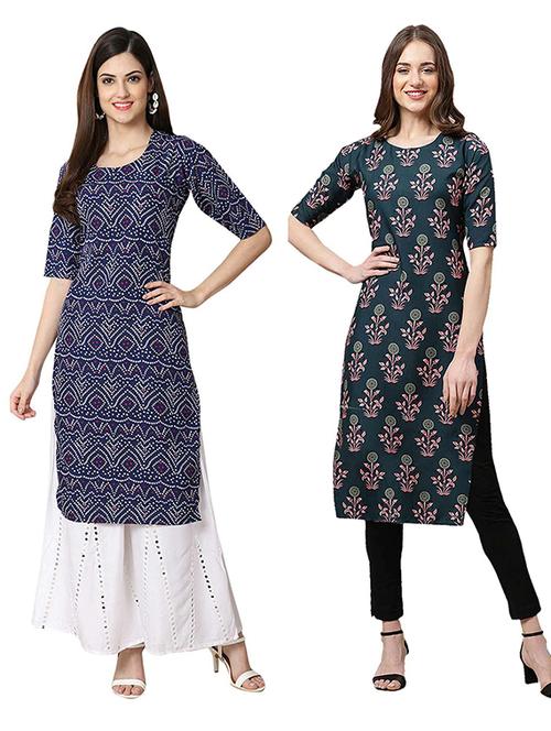 pack of 2 printed straight kurta - 19308506 - Very Small Image - 1