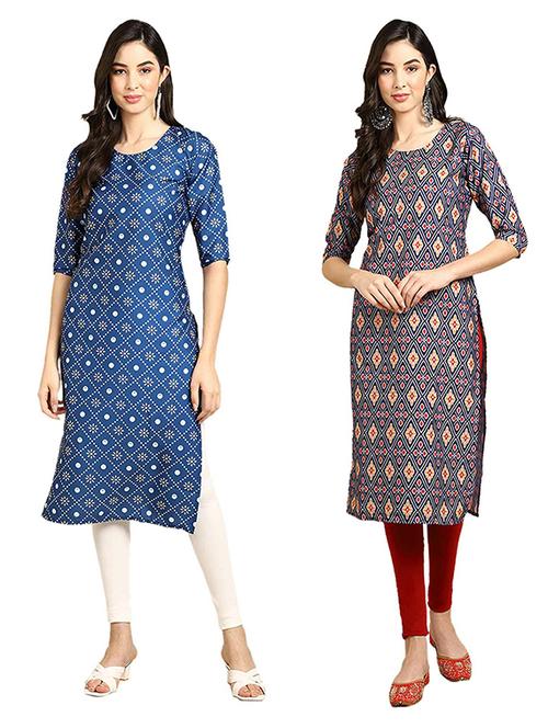 pack of 2 printed straight kurta - 19308523 - Very Small Image - 1
